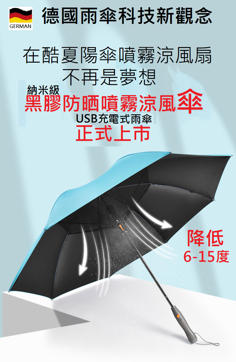 黑膠防曬噴霧涼風傘